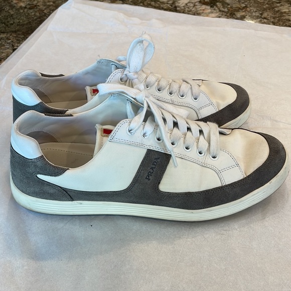 Prada white with grey trim Mens sneakers - Picture 7 of 9